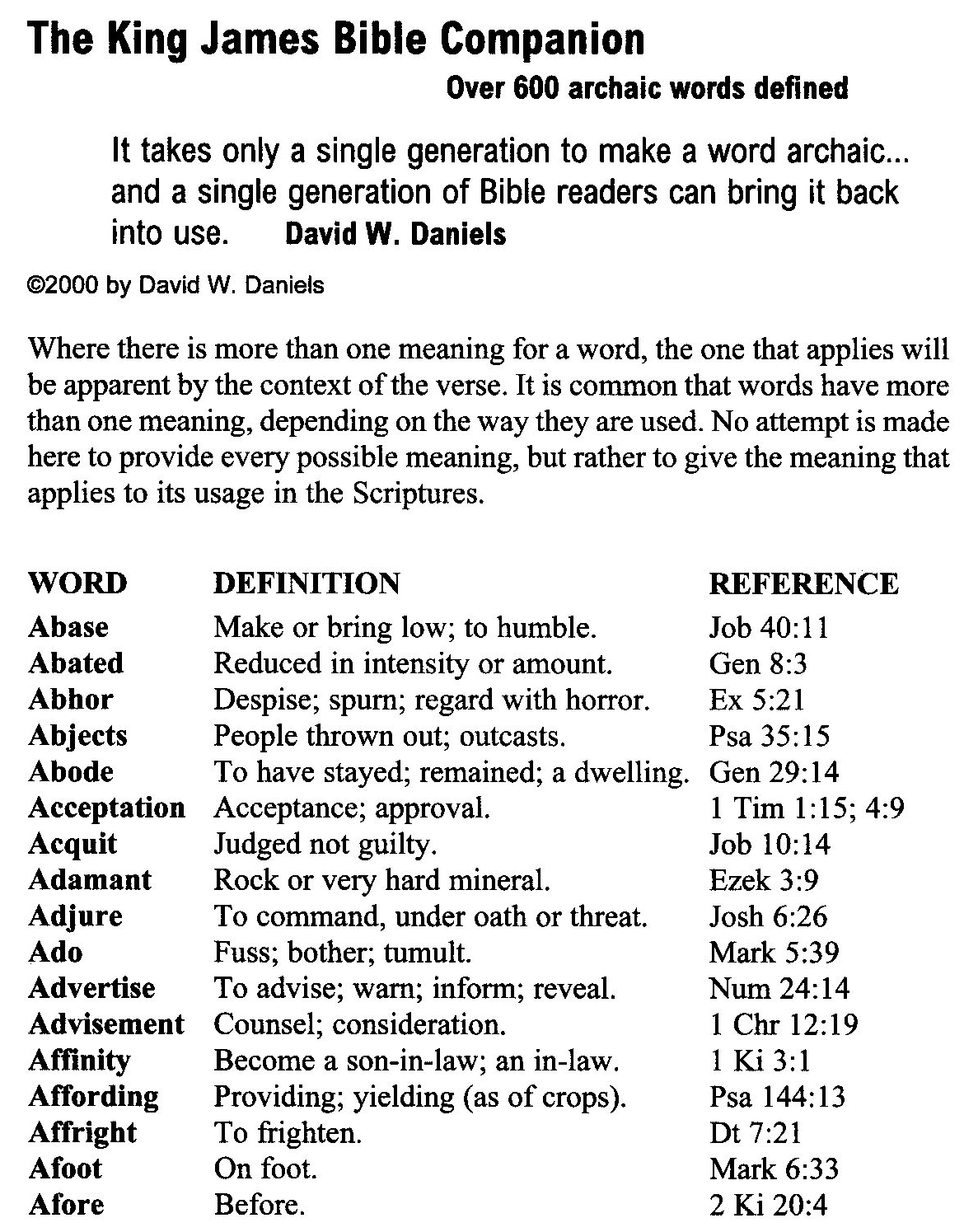 list of biblical words